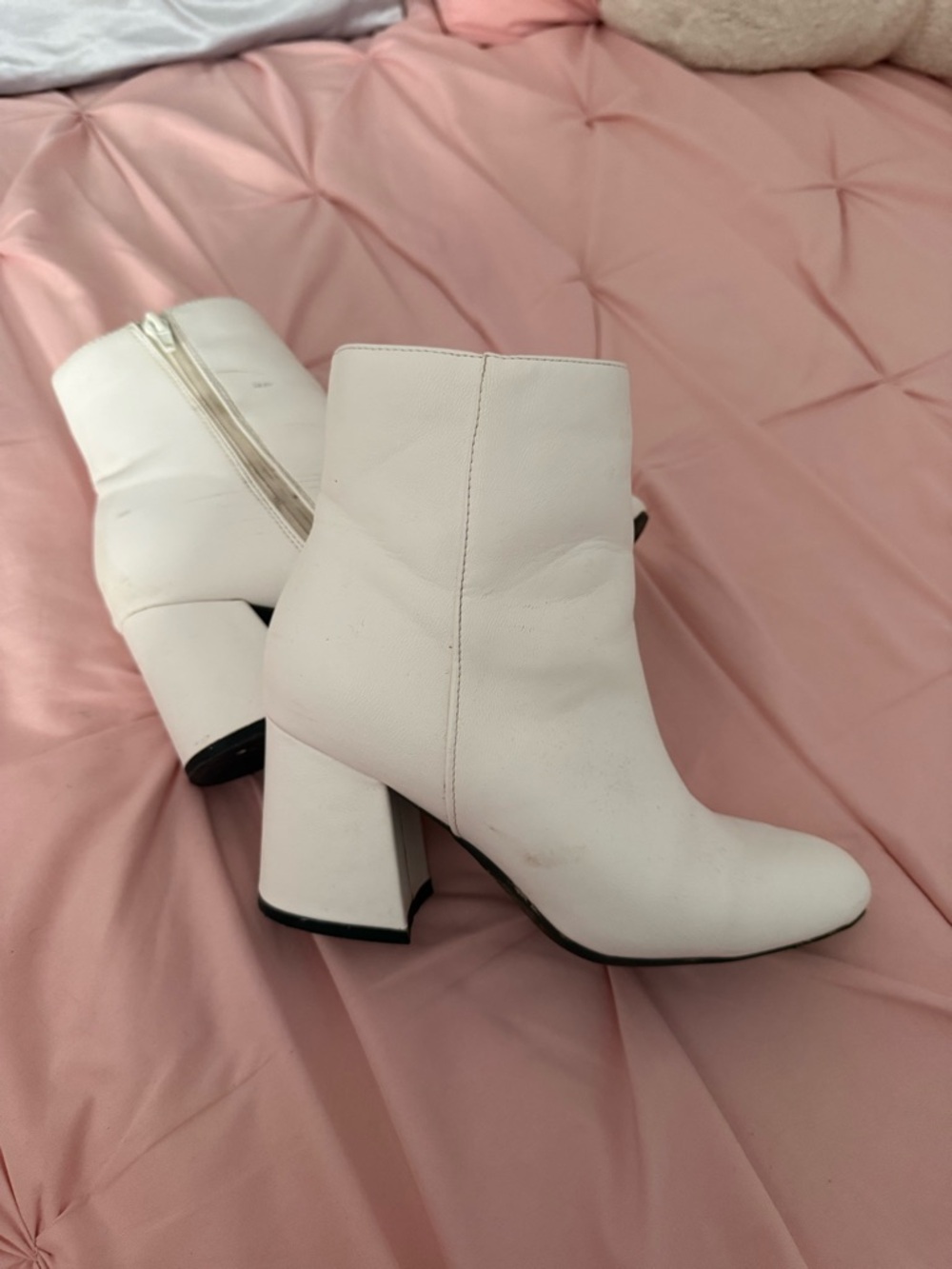 SHEIN White Block Heel Ankle Boots